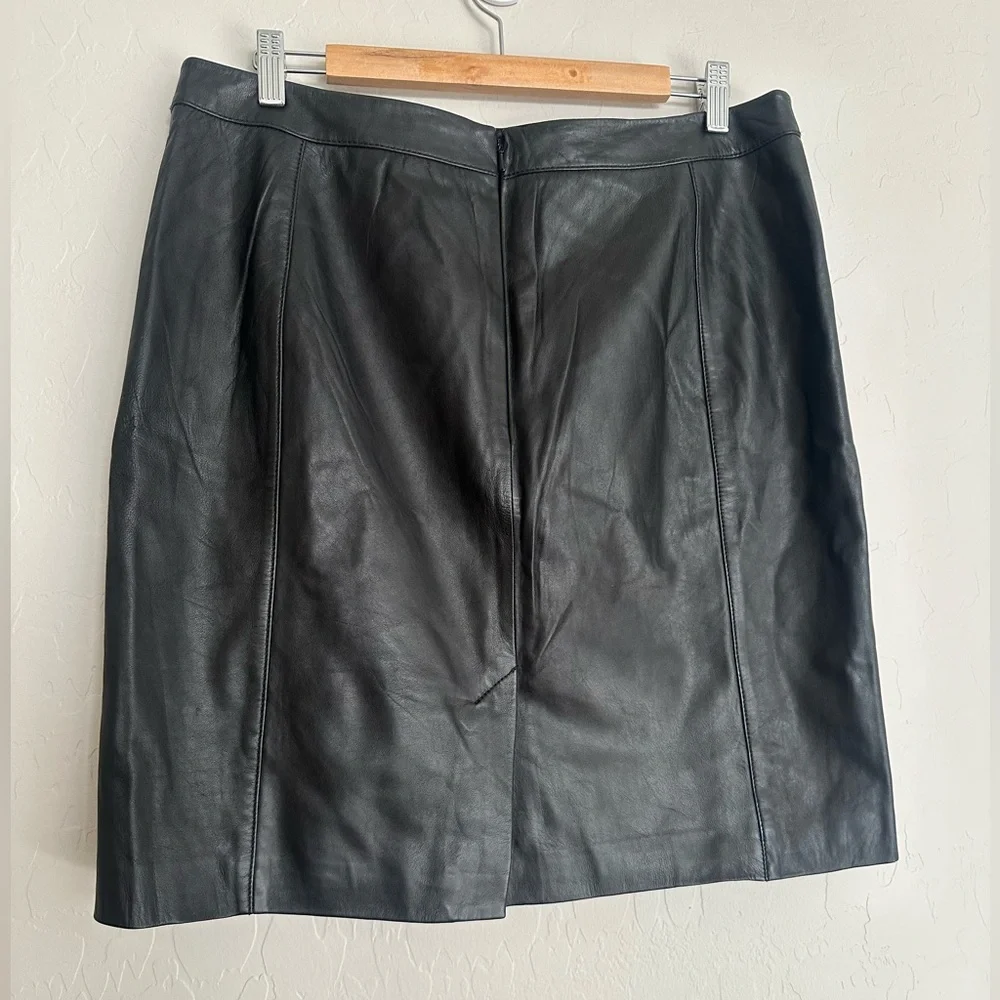 Halogen Black Leather Quilted Pencil Skirt